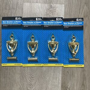Brass Door Knocker Lot with 160 Degree Viewer 4 Pack Gold Metal Accent Hardware